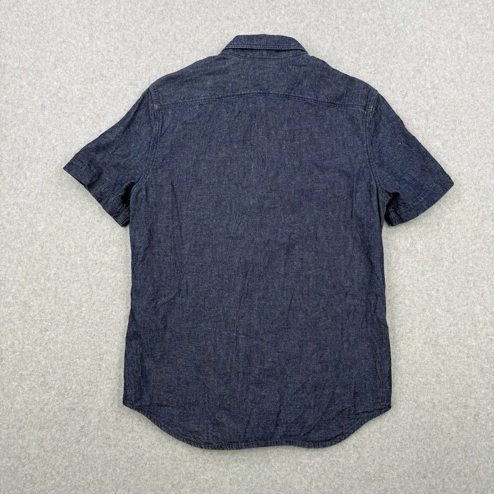 Levis Shirt Mens Small Blue Denim‎ Hemp Blend Button Up Short Sleeve Casual